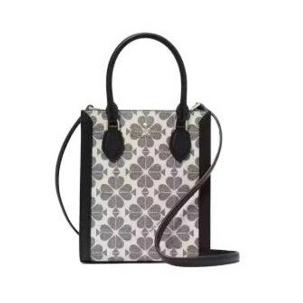 Kate Spade Signature Mini Tote Womens Black‎ White Spade Flower Crossbody Bag